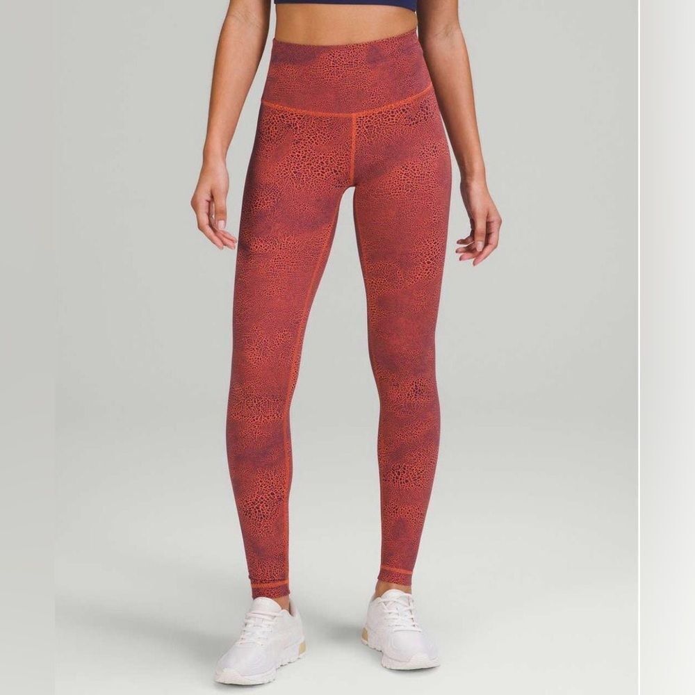 Lululemon Athletica Orange Patterned Leggings